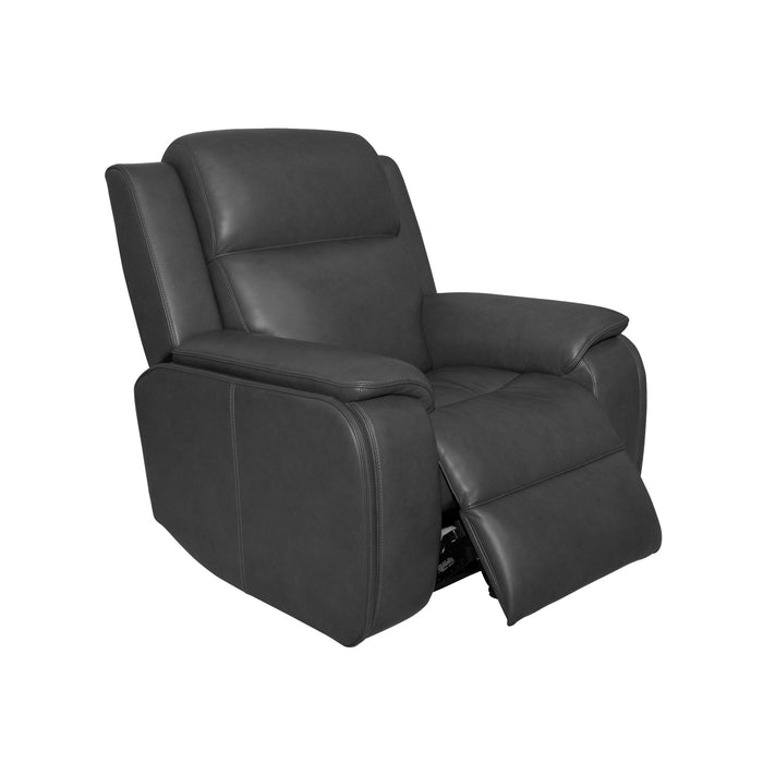 Ziggy Iron Leather Power Recliner with Power Headrest, Lumbar, Heat & Massage
