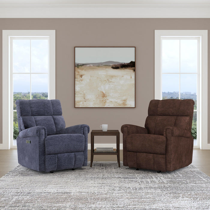 Classic Nocturne Fabric Perfect Match Power Gliding Recliner with Power Headrest & Lumbar