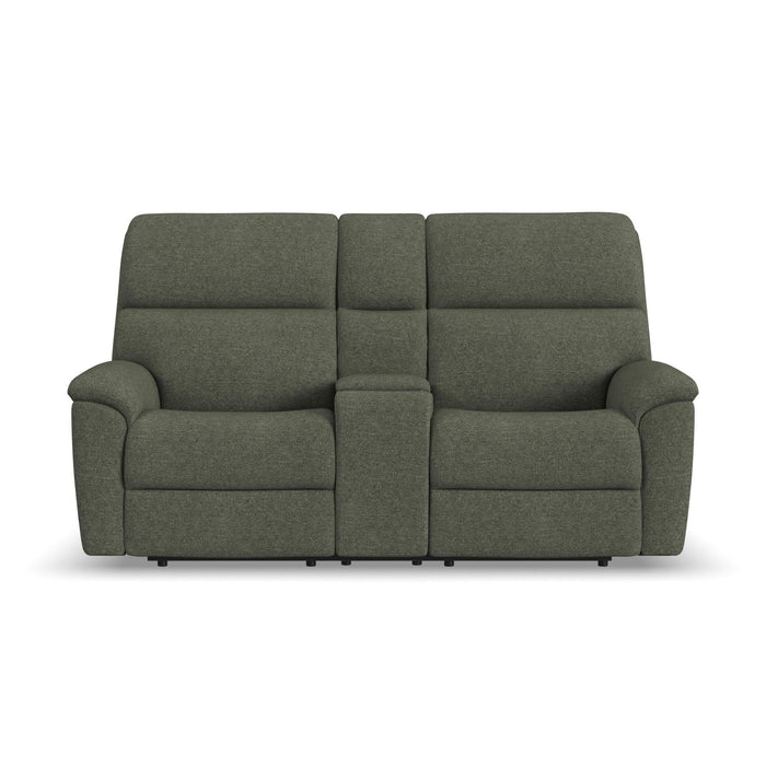 Porter Fabric Power Reclining Loveseat with Console, Power Headrest, & Lumbar