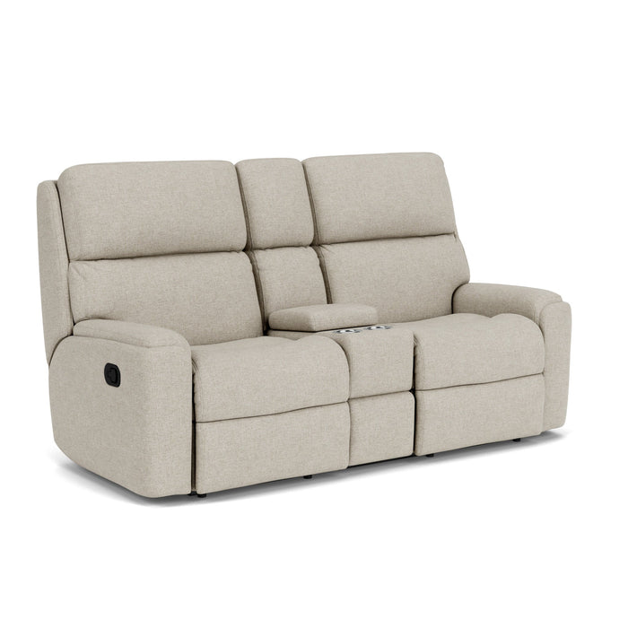 Rio Fabric Reclining Loveseat with Console