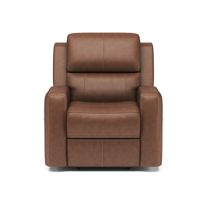 Linden Caramel Leather Power Recliner with Power Headrest & Lumbar