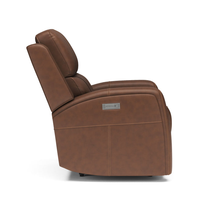 Linden Caramel Leather Power Recliner with Power Headrest & Lumbar