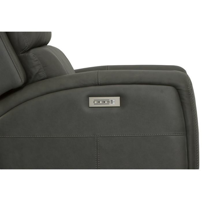 Linden Charcoal Leather Power Recliner with Power Headrest & Lumbar