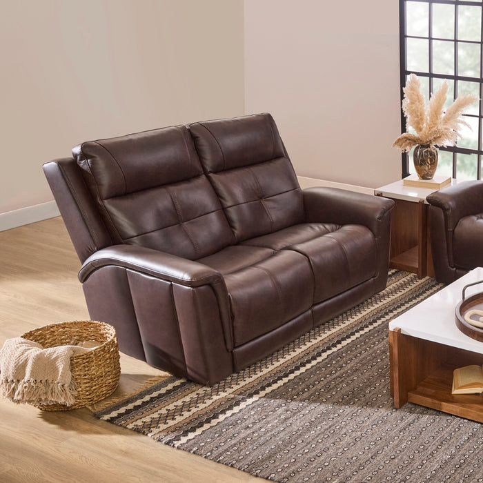 Ranger Rustic Brown Leather Power Reclining Loveseat with Power Headrest, Lumbar, Heat & Massage