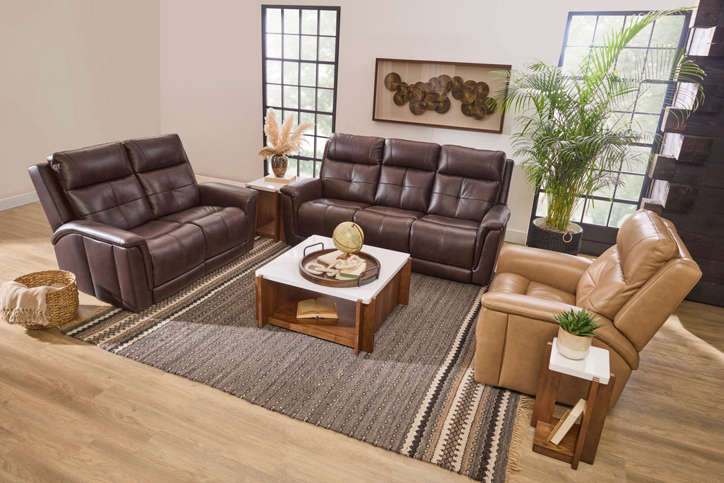 Ranger Rustic Brown Leather Power Reclining Loveseat with Power Headrest, Lumbar, Heat & Massage