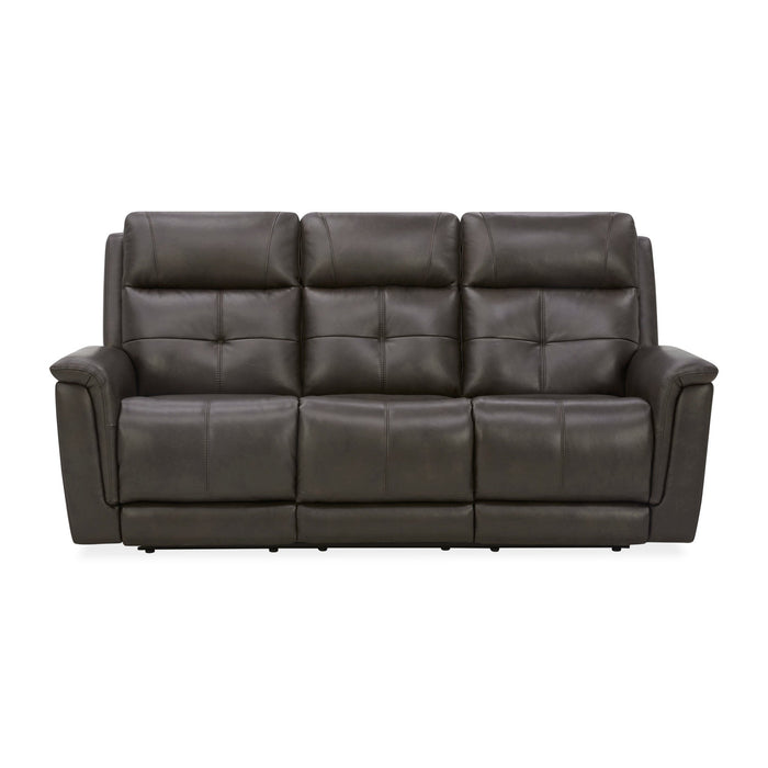 Ranger Rustic Brown Leather Power Reclining Sofa with Console, Power Headrest, Lumbar, Heat & Massage
