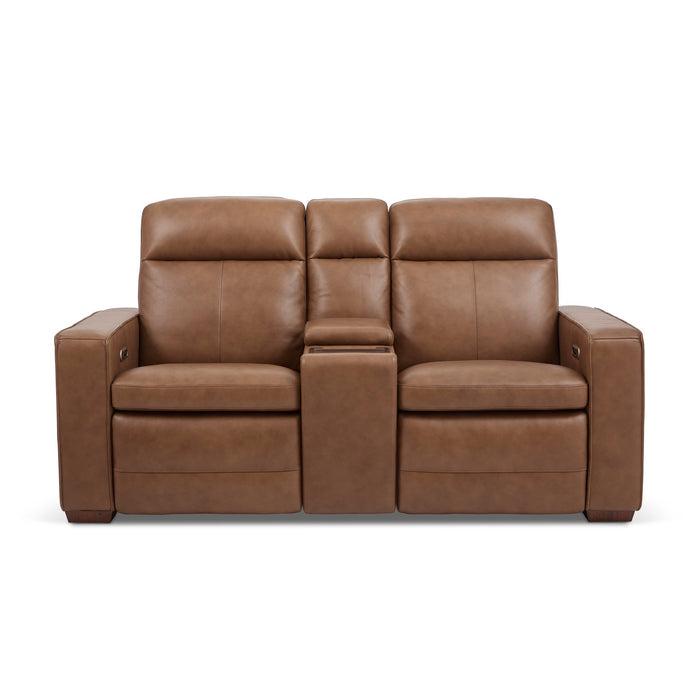 Dutch Cortado Leather Power Reclining Loveseat with Console, Power Headrest & Lumbar