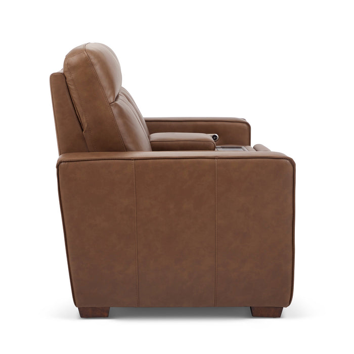 Dutch Cortado Leather Power Reclining Loveseat with Console, Power Headrest & Lumbar