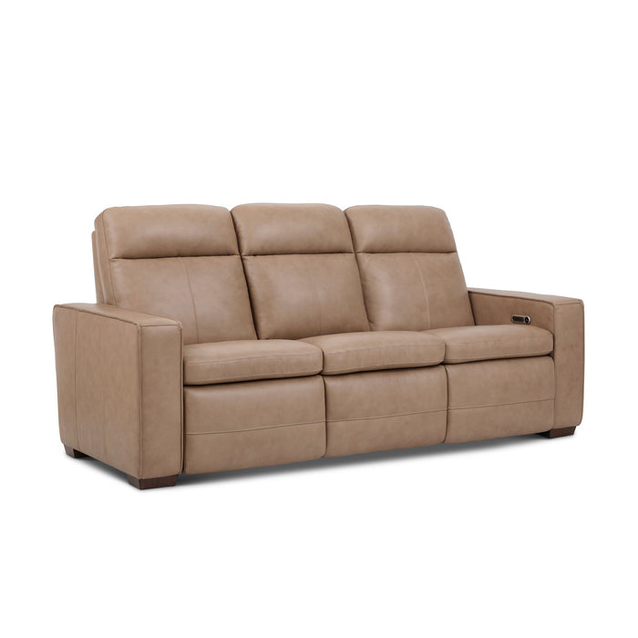 Dutch Desert Leather Power Reclining Sofa with Console, Power Headrest, & Lumbar
