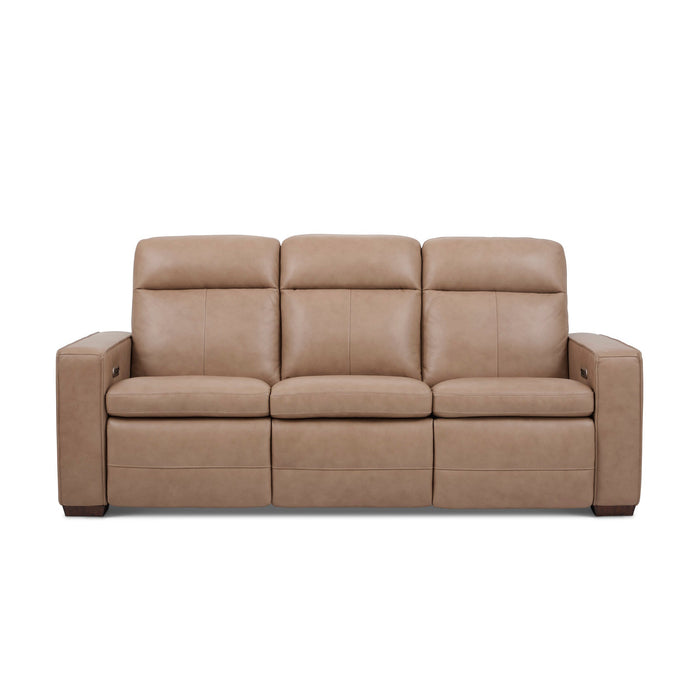 Dutch Desert Leather Power Reclining Sofa with Console, Power Headrest, & Lumbar