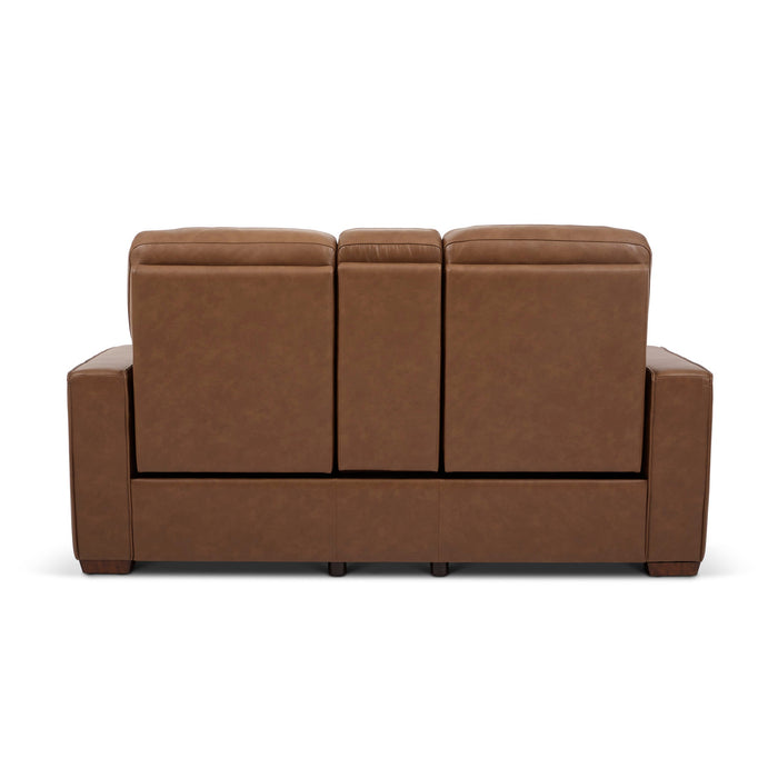 Dutch Cortado Leather Power Reclining Loveseat with Console, Power Headrest & Lumbar