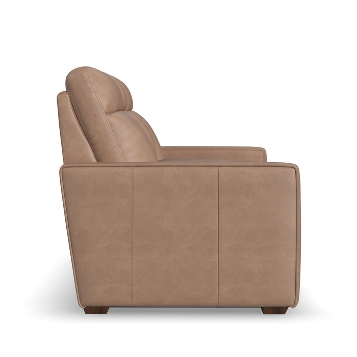 Dutch Desert Leather Power Reclining Loveseat with Console, Power Headrest & Lumbar