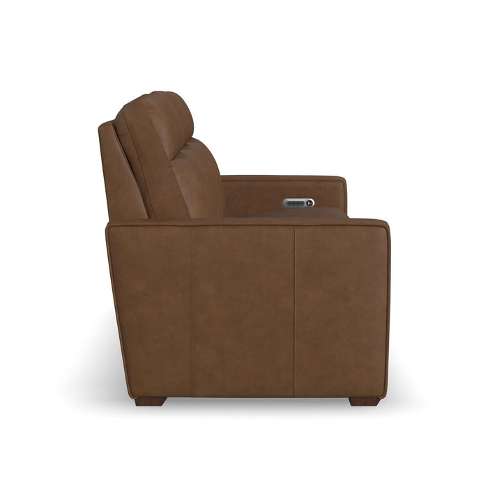 Dutch Cortado Leather Power Reclining Sofa with Console, Power Headrest, & Lumbar