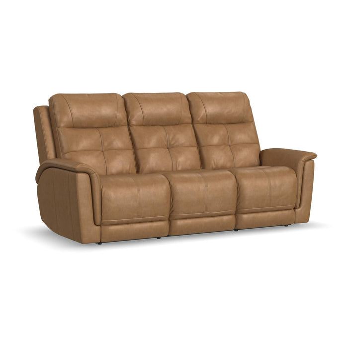 Ranger Oakridge Leather Power Reclining Sofa with Console, Power Headrest, Lumbar, Heat & Massage