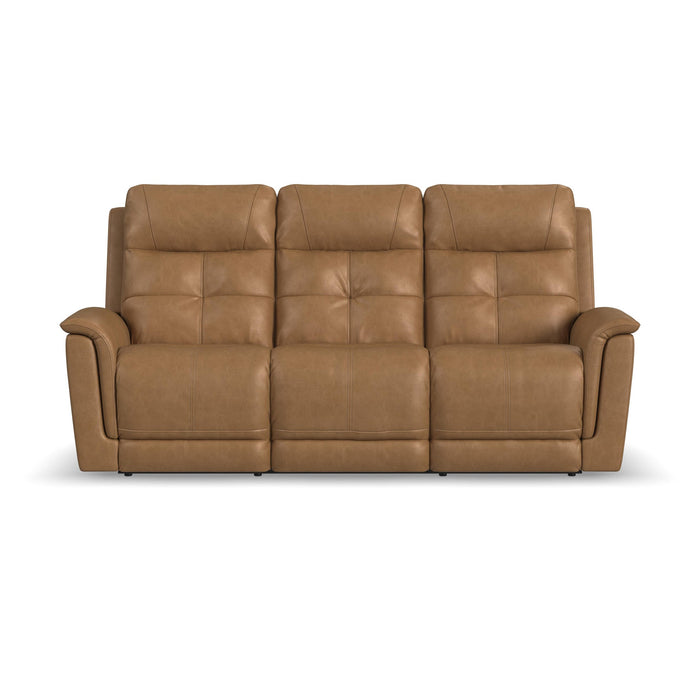 Ranger Oakridge Leather Power Reclining Sofa with Console, Power Headrest, Lumbar, Heat & Massage