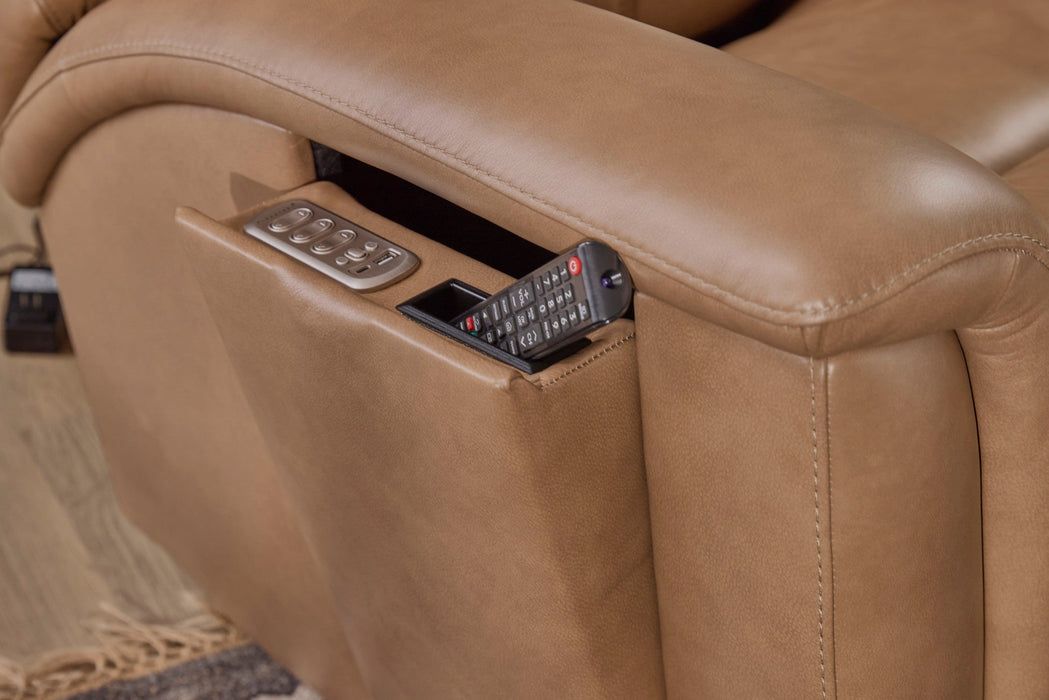 Ranger Oakridge Leather Power Reclining Loveseat with Power Headrest, Lumbar, Heat & Massage