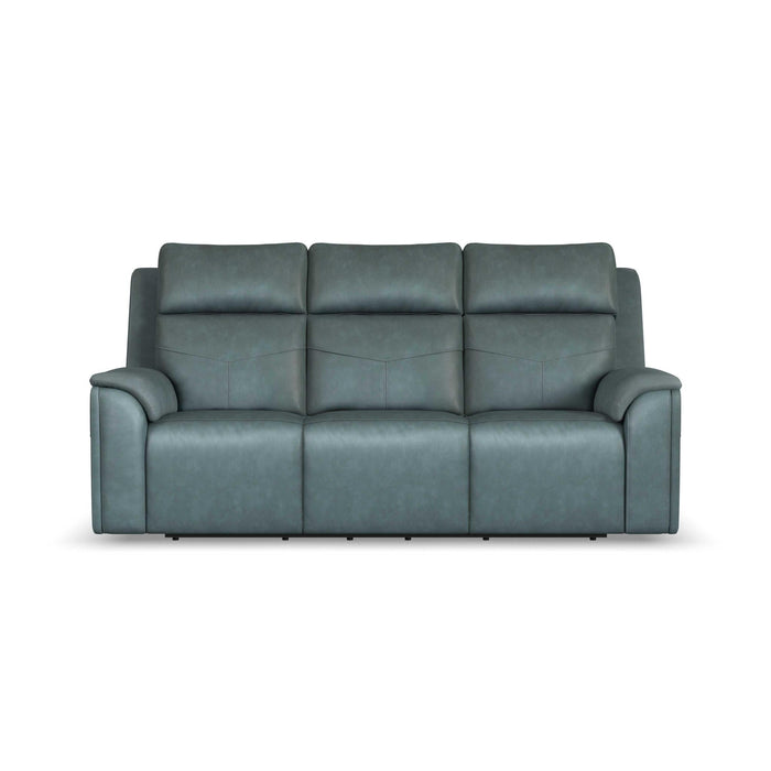Vernon Admiral Vinyl Power Reclining Sofa with Console, Power Headrest, Lumbar, Heat & Massage