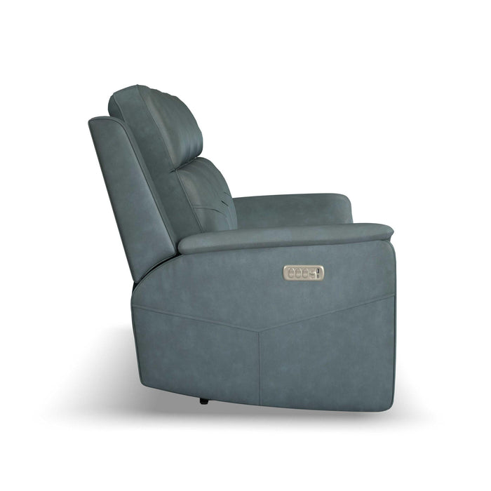 Vernon Admiral Vinyl Power Reclining Sofa with Console, Power Headrest, Lumbar, Heat & Massage