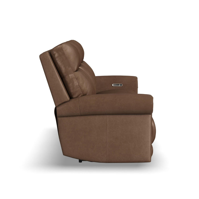 Alexander Tawny Leather Power Reclining Sofa with Console, Power Headrest & Lumbar