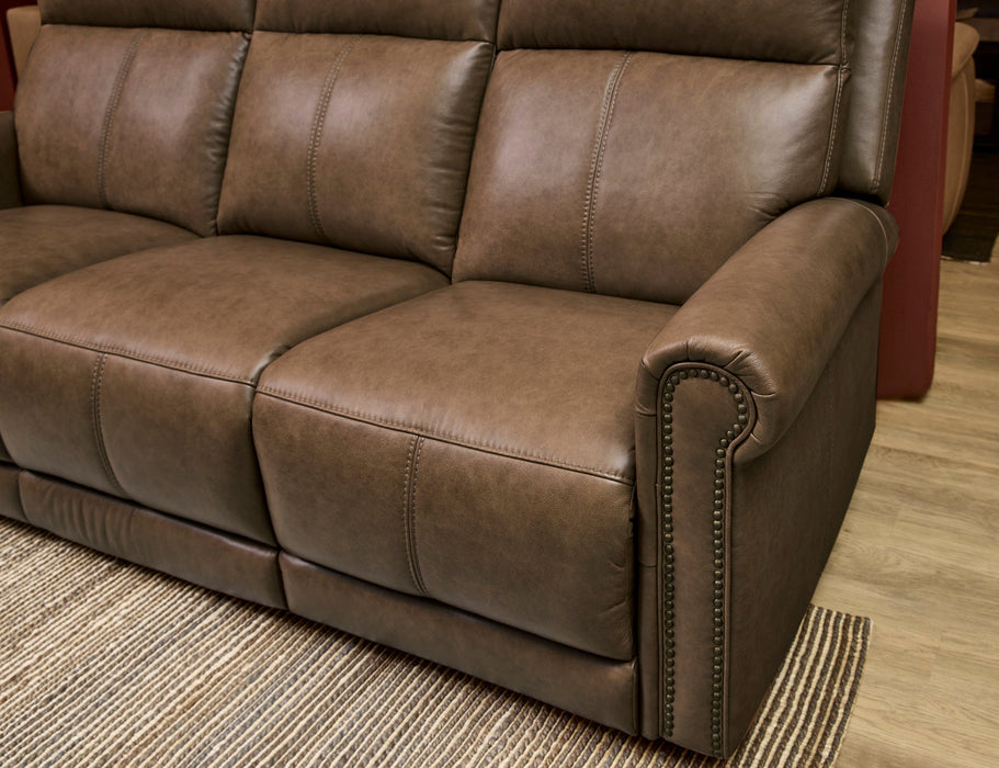 Alexander Tawny Leather Power Reclining Sofa with Console, Power Headrest & Lumbar