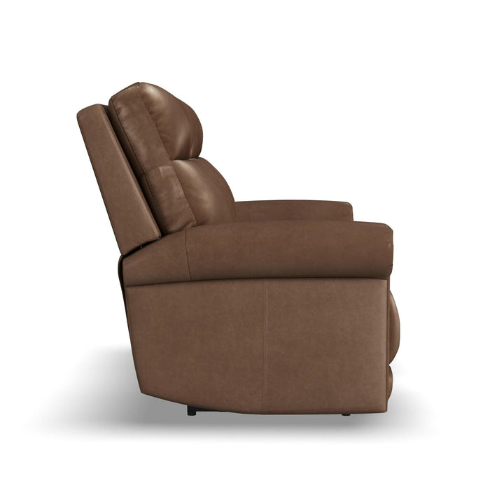 Alexander Tawny Leather Power Reclining Loveseat with Console, Power Headrest & Lumbar