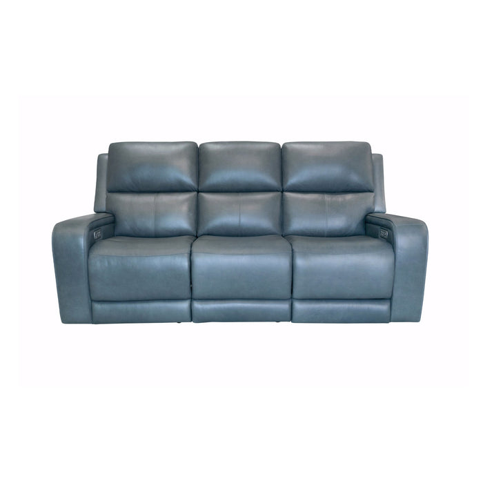 Oasis Storm Leather Power Reclining Sofa with Power Headrests, Lumbar, Heat & Massage