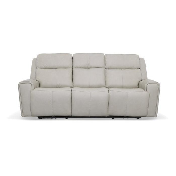 Barnett Gray Matters Leather Power Reclining Sofa with Power Headrests & Lumbar