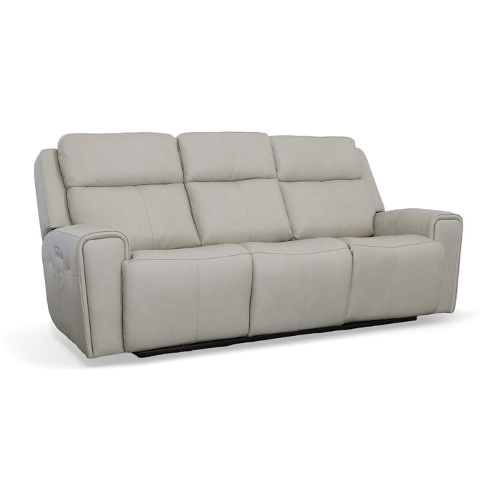 Barnett Gray Matters Leather Power Reclining Sofa with Power Headrests & Lumbar