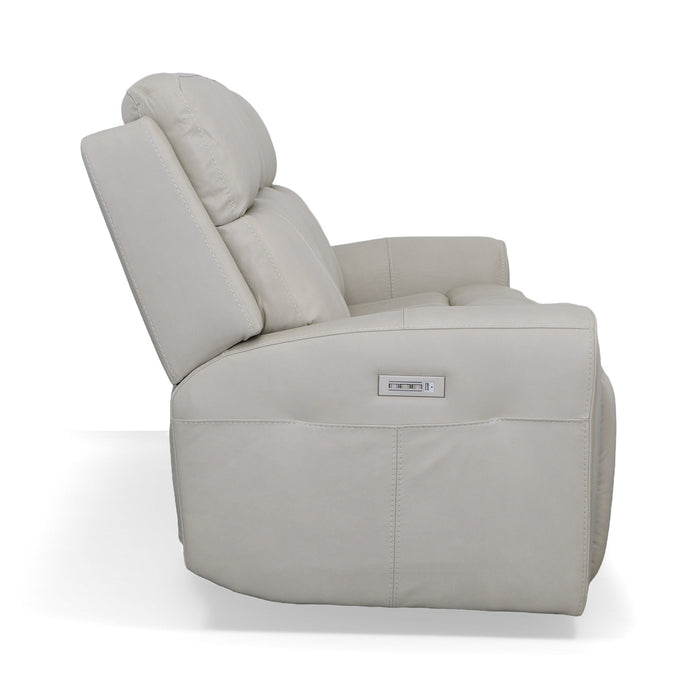 Barnett Gray Matters Leather Power Reclining Sofa with Power Headrests & Lumbar
