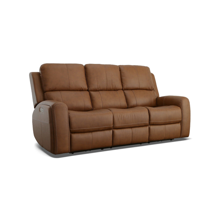 Linden Caramel Leather Power Reclining Sofa with Power Headrests & Lumbar