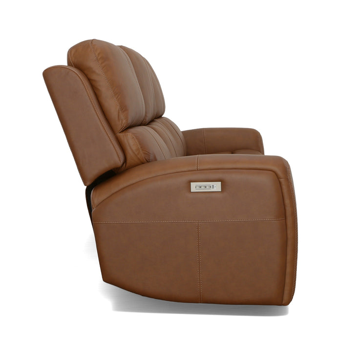 Linden Caramel Leather Power Reclining Sofa with Power Headrests & Lumbar