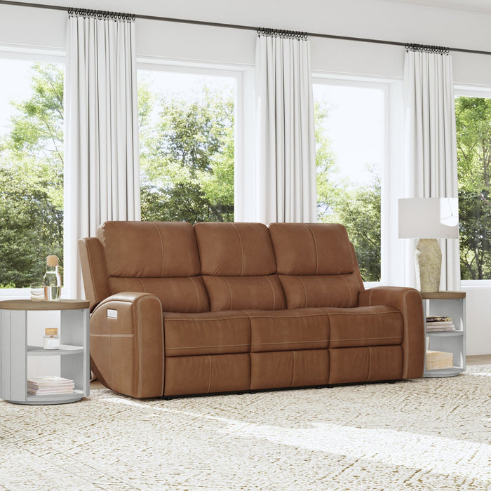 Linden Caramel Leather Power Reclining Sofa with Power Headrests & Lumbar