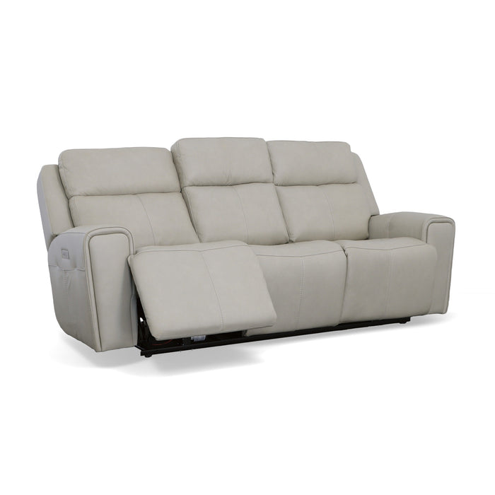 Barnett Gray Matters Leather Power Reclining Sofa with Power Headrests & Lumbar