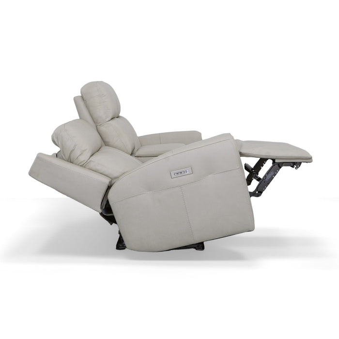 Barnett Gray Matters Leather Power Reclining Loveseat with Console, Power Headrests & Lumbar