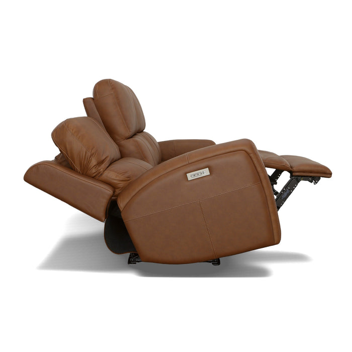 Linden Caramel Leather Power Reclining Sofa with Power Headrests & Lumbar