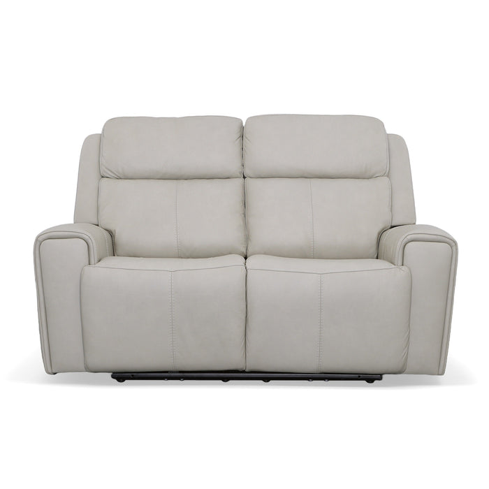 Barnett Gray Matters Leather Power Reclining Loveseat with Power Headrests & Lumbar