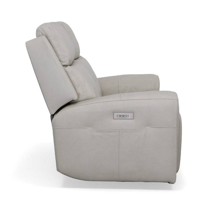 Barnett Gray Matters Leather Power Reclining Loveseat with Power Headrests & Lumbar