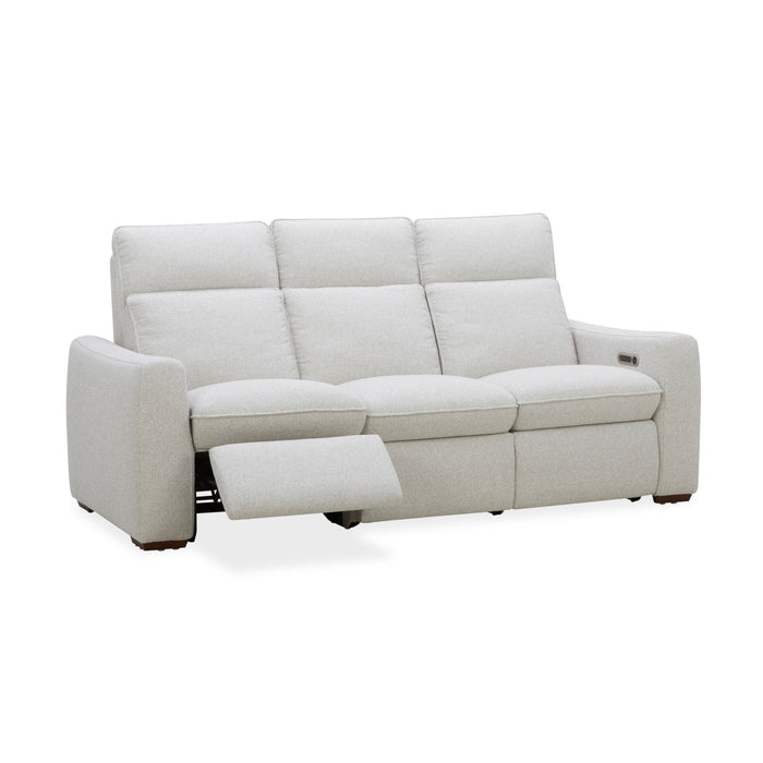 Ava Silver Sand Fabric Power Reclining Sofa with Power Headrest & Lumbar