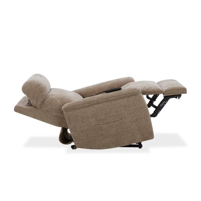 Luma Sable Fabric Power Lift Recliner with Power Headrest, Lumbar, Heat & Massage