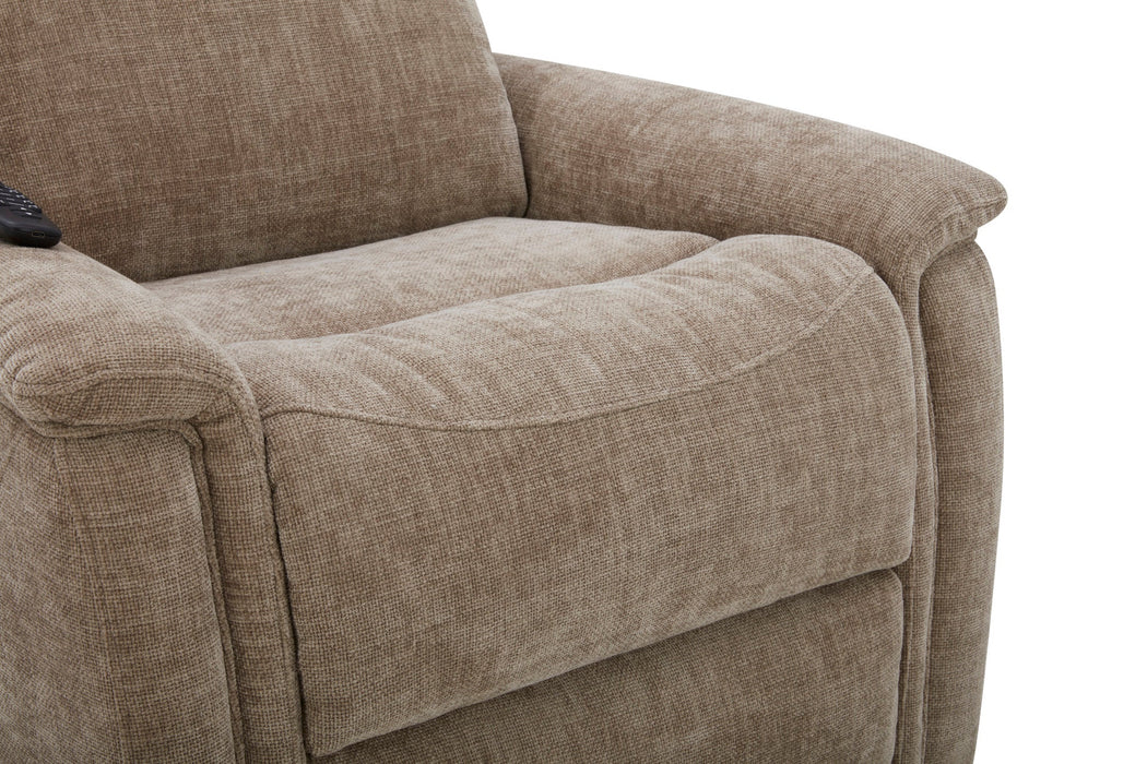 Luma Sable Fabric Power Lift Recliner with Power Headrest, Lumbar, Heat & Massage