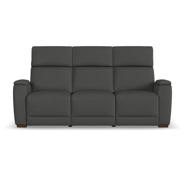 Vibe Coal Fabric Power Reclining Sofa with Console, Power Headrest, Lumbar, Heat, Massage & Pulse