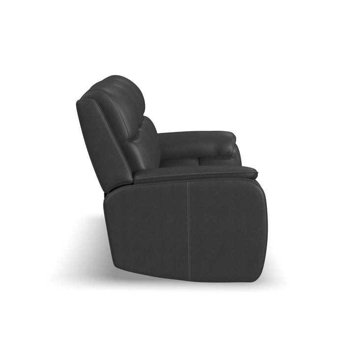 Ziggy Iron Leather Power Reclining Sofa with Power Headrest, Lumbar, Heat & Massage