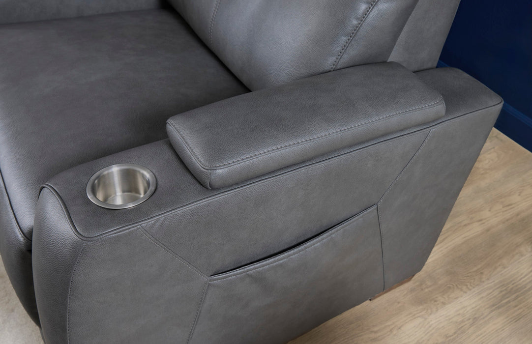 Vibe Coal Fabric Power Reclining Loveseat with Console, Power Headrest, Lumbar, Heat, Massage & Pulse