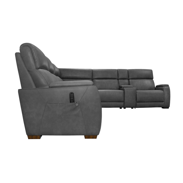 Vibe Coal Fabric Power Reclining Sectional with Power Headrest, Lumbar, Heat, Massage & Pulse