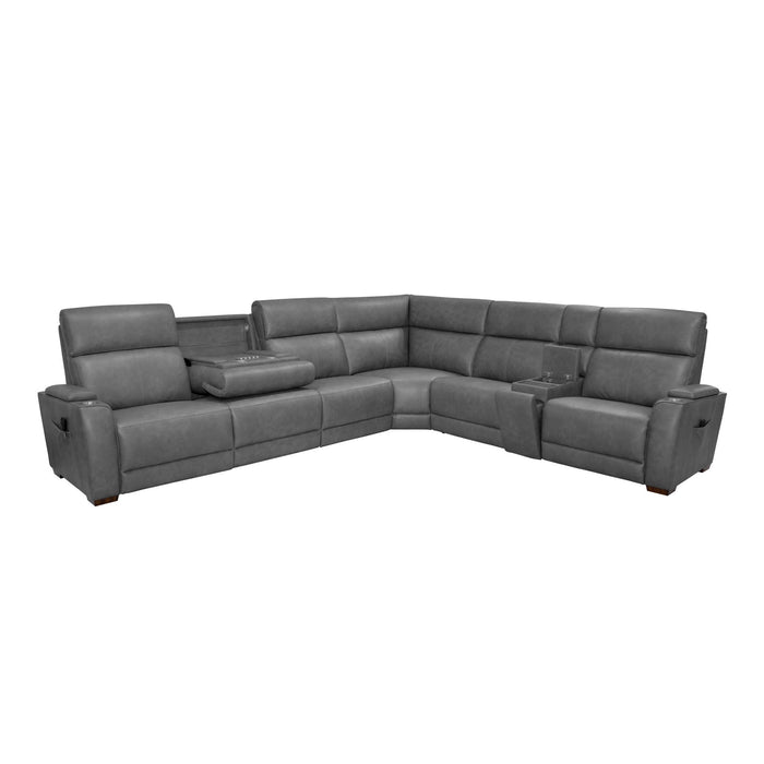 Vibe Coal Fabric Power Reclining Sectional with Power Headrest, Lumbar, Heat, Massage & Pulse