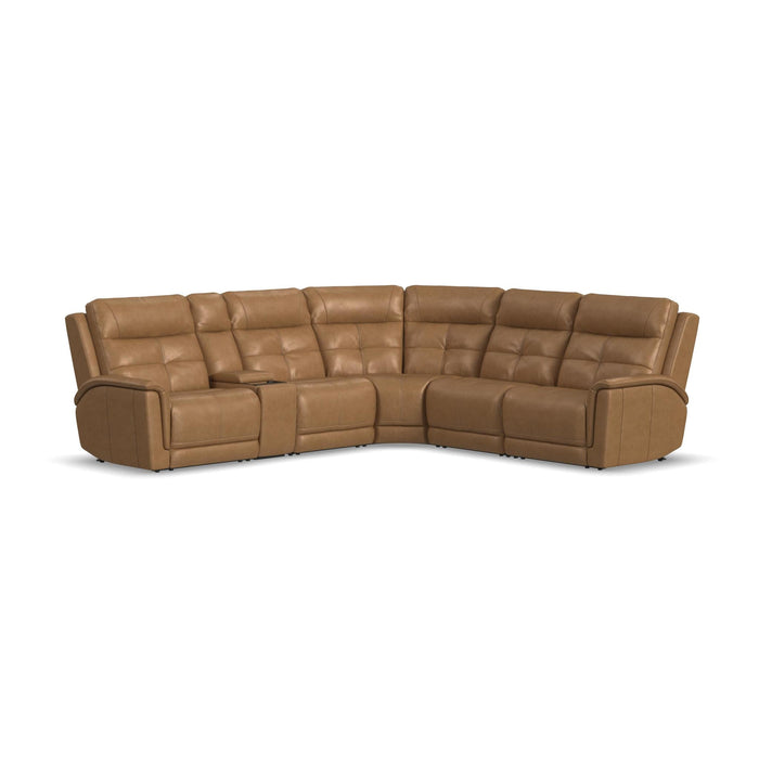 Ranger Oakridge Leather Power Reclining Sectional with Power Headrest, Lumbar and Heat, Massage