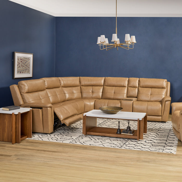 Ranger Oakridge Leather Power Reclining Sectional with Power Headrest, Lumbar and Heat, Massage