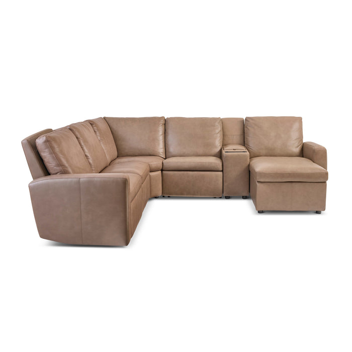 Aria Fawn Leather Power Reclining Sectional