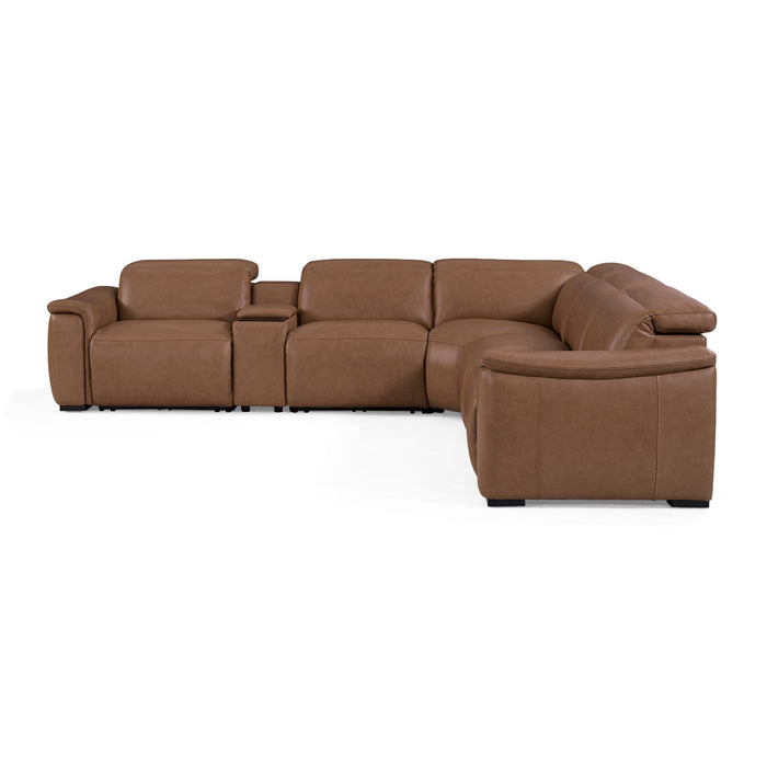Camden Dusty Taupe Leather Power Reclining Sectional with Power Headrest