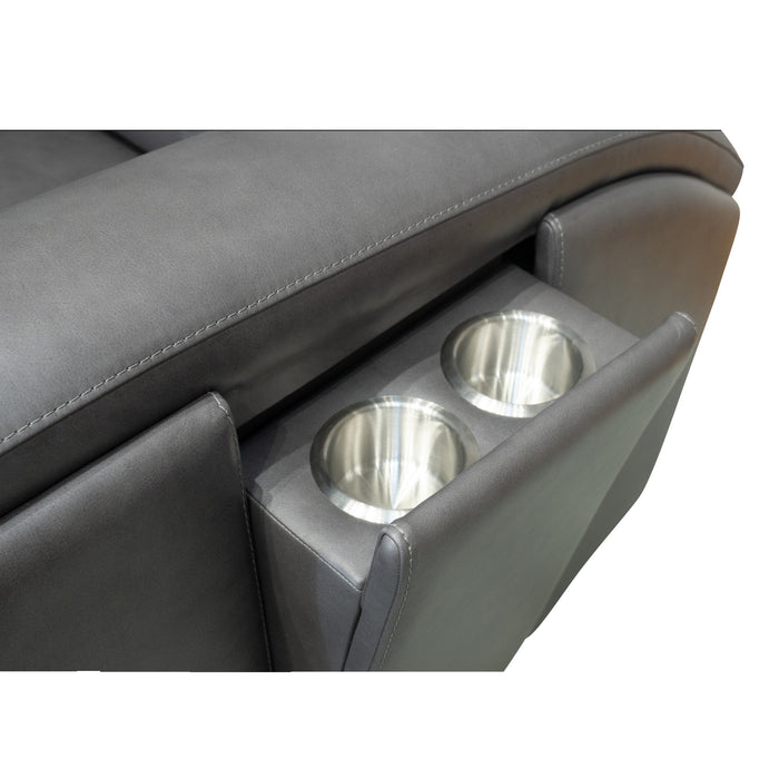 Wyatt Gunmetal Leather Power Reclining Sectional with Power Headrest & Lumbar